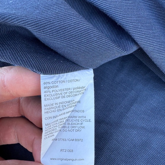 Original Penguin Men Slim Fit Striped Short Sleeve Button Up Shirt XL - Picture 6 of 8